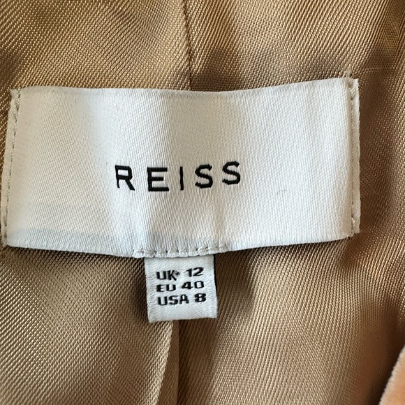 Reiss Aubrie Velvet Double Breasted Blazer Jacket in Peach - Picture 11 of 14